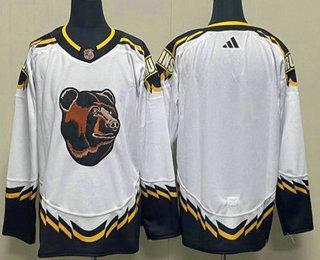 Men’s Boston Bruins Blank White 2022 Reverse Retro Stitched Jersey