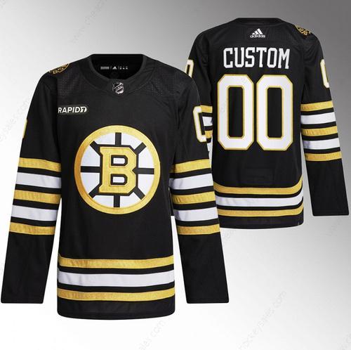 Men’s Boston Bruins Custom Black With Rapid7 Patch 100Th Anniversary Stitched Jersey