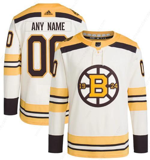 Men’s Boston Bruins Custom Cream 100Th Anniversary Stitched Jersey