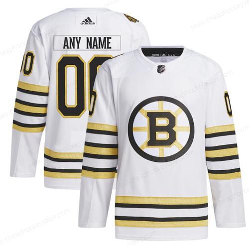 Men’s Boston Bruins Custom White 100Th Anniversary Stitched Jersey