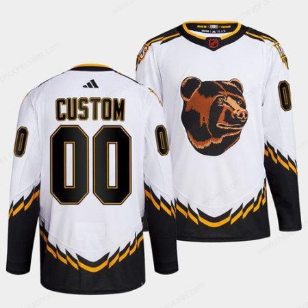 Men’s Boston Bruins Custom White 2022 Reverse Retro Stitched Jersey