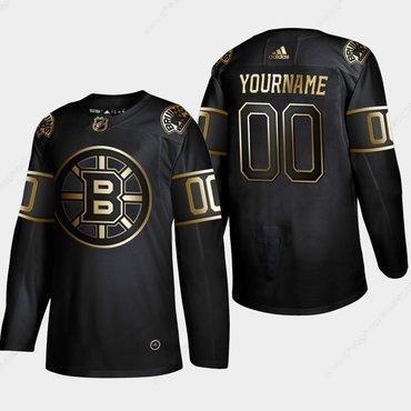 Men’s Boston Bruins Customized Black Gold Adidas Jersey