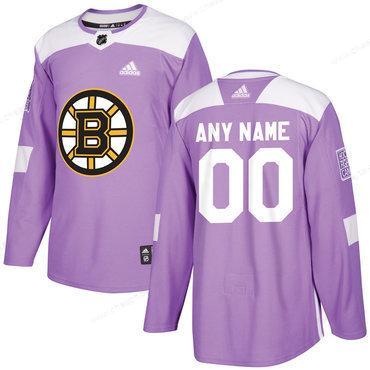 Men’s Boston Bruins Purple Pink Custom Adidas Hockey Fights Cancer Practice Jersey