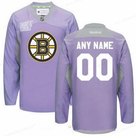 Men’s Boston Bruins Purple Pink Custom Reebok Hockey Fights Cancer Practice Jersey