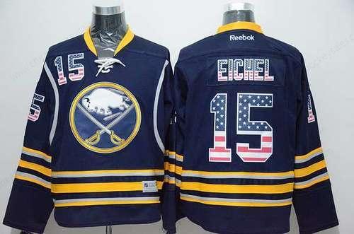 Men’s Buffalo Sabres #15 Jack Eichel Home Navy Blue Usa Flag NHL Reebok Fashion Jersey