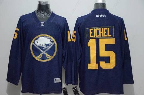 Men’s Buffalo Sabres #15 Jack Eichel Navy Blue Denim Fabric Fashion Jersey