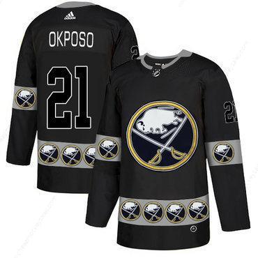 Men’s Buffalo Sabres #21 Kyle Okposo Black Team Logos Fashion Adidas Jersey