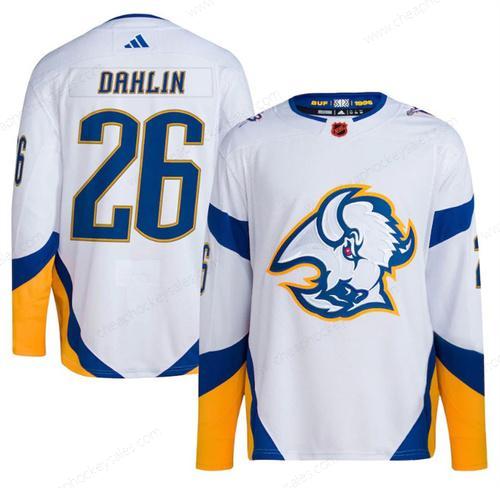 Men’s Buffalo Sabres #26 Rasmus Dahlin White 2022-23 Reverse Retro Stitched Jersey