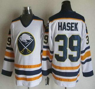 Men’s Buffalo Sabres #39 Dominik Hasek 1983-84 White CCM Vintage Throwback Jersey