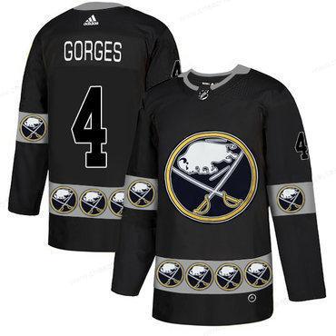 Men’s Buffalo Sabres #4 Josh Gorges Black Team Logos Fashion Adidas Jersey