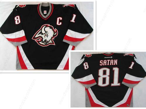 Men’s Buffalo Sabres #81 Miroslav Satan Road Black NHL Jersey