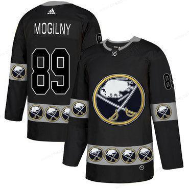 Men’s Buffalo Sabres #89 Alexander Mogilny Black Team Logos Fashion Adidas Jersey