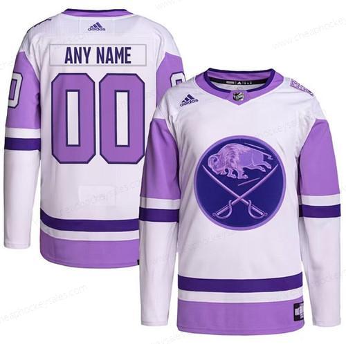 Men’s Buffalo Sabres Custom Purple White Cancer Blue Stitched Jersey