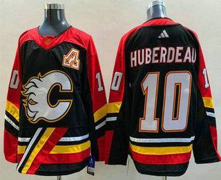 Men’s Calgary Flames #10 Jonathan Huberdeau Black 2022 Reverse Retro Stitched Jersey