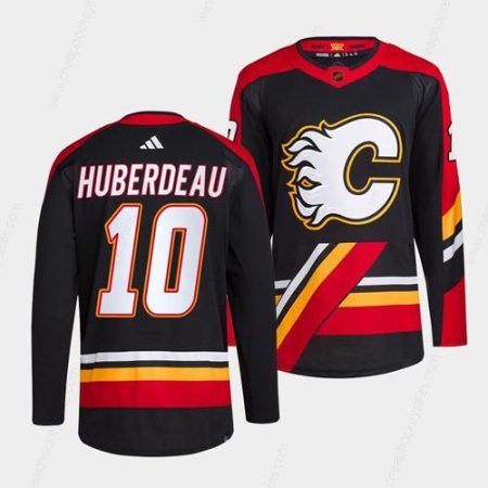 Men’s Calgary Flames #10 Jonathan Huberdeau Black 2022-23 Reverse Retro Stitched Jersey