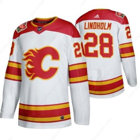 Men’s Calgary Flames #28 Elias Lindholm 2019 Heritage Classic Authentic White Jersey