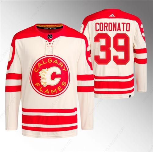 Men’s Calgary Flames #39 Matt Coronato 2023 Cream Classic Primegreen Stitched Jersey