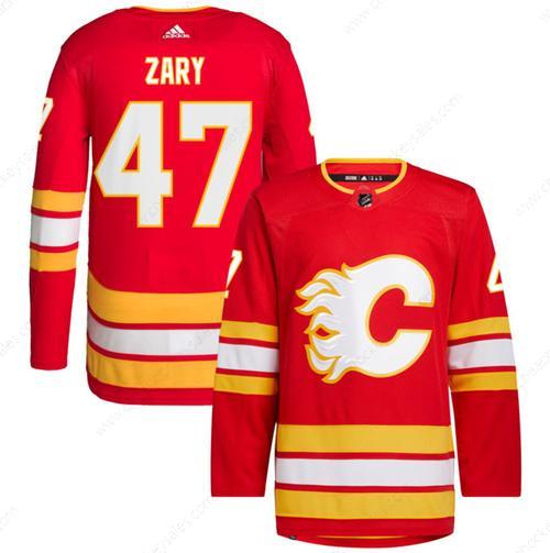 Men’s Calgary Flames #47 Connor Zary Red Stitched Jersey