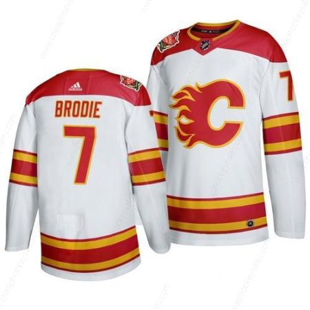 Men’s Calgary Flames #7 T. J. Brodie 2019-20 White Heritage Authentic Classic Jersey