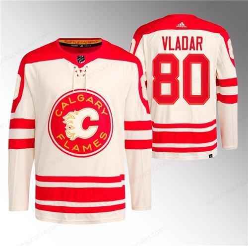 Men’s Calgary Flames #80 Daniel Vladar 2023 Cream Classic Primegreen Stitched Jersey