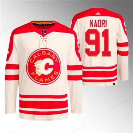 Men’s Calgary Flames #91 Nazem Kadri 2023 Cream Classic Primegreen Stitched Jersey