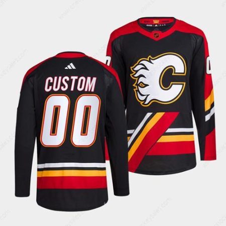 Men’s Calgary Flames Custom Black 2022-23 Reverse Retro Stitched Jersey