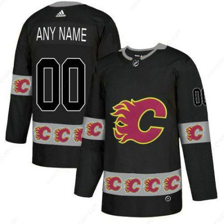 Men’s Calgary Flames Custom Black Team Logos Fashion Adidas Jersey