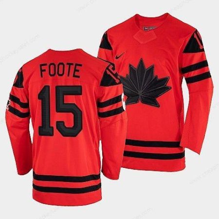 Men’s Canada Hockey Adam Foote Red 2022 Winter Olympic #15 Gold Winner Jersey