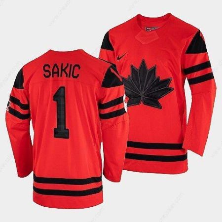 Men’s Canada Hockey Joe Sakic Red 2022 Winter Olympic #1 Gold Winner Jersey