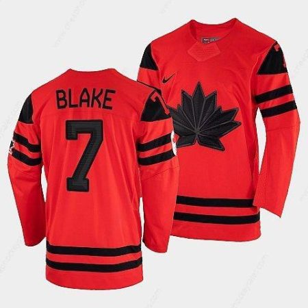 Men’s Canada Hockey Rob Blake Red 2022 Winter Olympic #7 Gold Winner Jersey