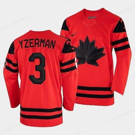 Men’s Canada Hockey Steve Yzerman Red 2022 Winter Olympic #3 Gold Winner Jersey