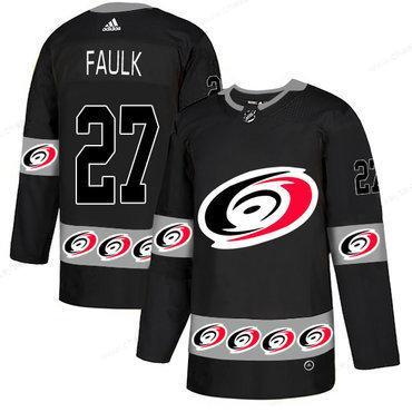 Men’s Carolina Hurricanes #27 Justin Faulk Black Team Logos Fashion Adidas Jersey