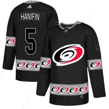 Men’s Carolina Hurricanes #5 Noah Hanifin Black Team Logos Fashion Adidas Jersey