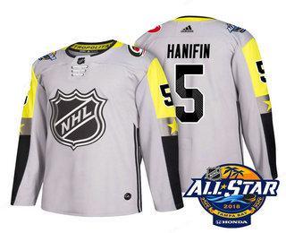 Men’s Carolina Hurricanes #5 Noah Hanifin Grey 2018 NHL All-Star Stitched Ice Hockey Jersey