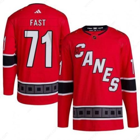 Men’s Carolina Hurricanes #71 Jesper Fast 2022-23 Reverse Retro Red Stitched Jersey