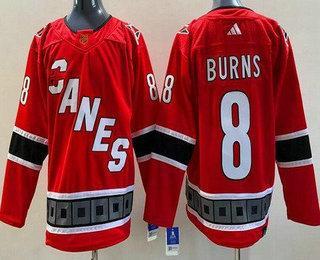 Men’s Carolina Hurricanes #8 Brent Burns Red 2022 Reverse Retro Authentic Jersey