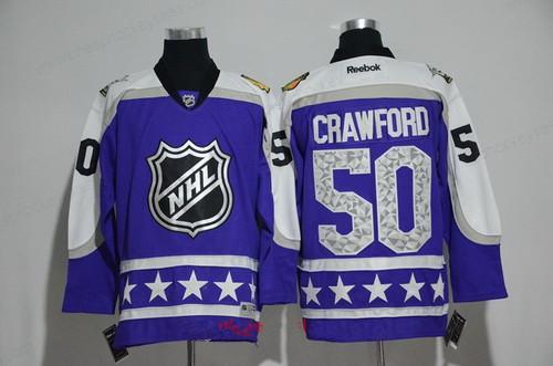 Men’s Central Division Chicago Blackhawks #50 Corey Crawford Reebok Purple 2017 NHL All-Star Stitched Ice Hockey Jersey