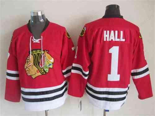 Men’s Chicago Blackhawks #1 Glenn Hall 1957-58 Red Vintage Jersey