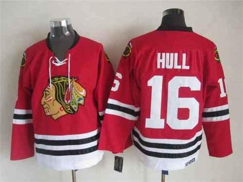 Men’s Chicago Blackhawks #16 Bobby Hull 1957-58 Red CCM Vintage Throwback Jersey