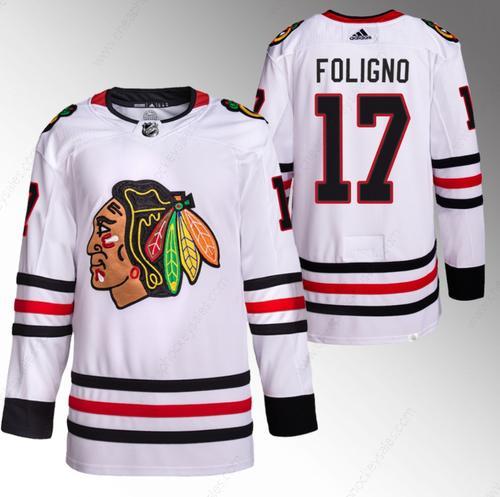 Men’s Chicago Blackhawks #17 Nick Foligno White Stitched Hockey Jersey