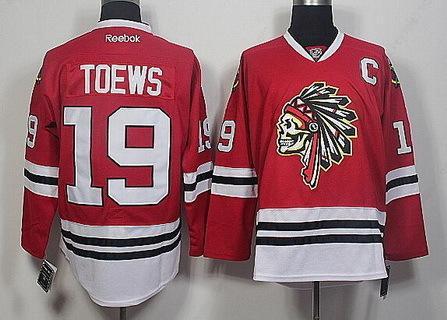 Men’s Chicago Blackhawks #19 Jonathan Toews Red The Indians Skulls Fashion Jersey