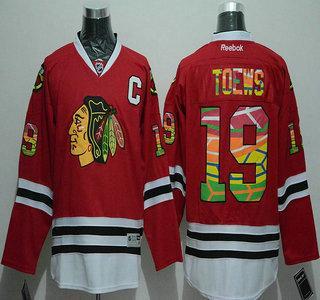 Men’s Chicago Blackhawks #19 Jonathan Toews Reebok Red Colored NHL Fashion Jersey