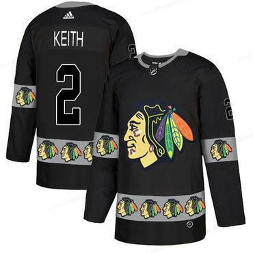 Men’s Chicago Blackhawks #2 Duncan Keith Black Team Logos Fashion Adidas Jersey