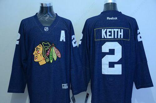 Men’s Chicago Blackhawks #2 Duncan Keith Navy Blue Denim Fabric Fashion Jersey