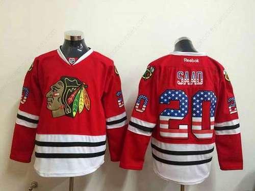 Men’s Chicago Blackhawks #20 Brandon Saad Usa Flag Fashion Red Jersey