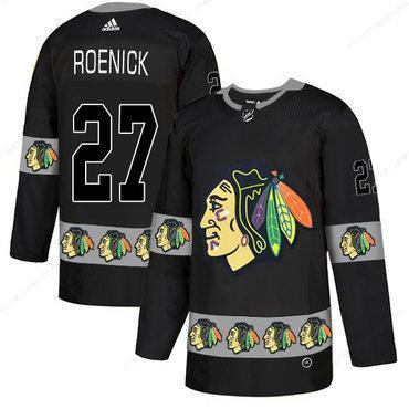 Men’s Chicago Blackhawks #27 Jeremy Roenick Black Team Logos Fashion Adidas Jersey