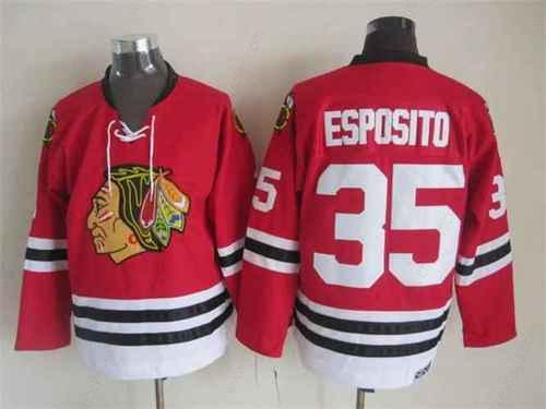 Men’s Chicago Blackhawks #35 Tony Esposito 1957-58 Red Vintage Jersey