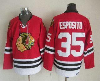 Men’s Chicago Blackhawks #35 Tony Esposito Red Throwback Jersey