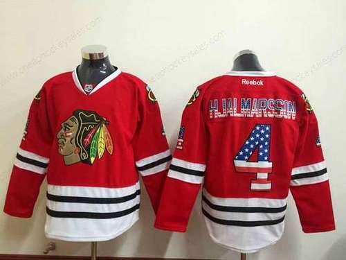 Men’s Chicago Blackhawks #4 Niklas Hjalmarsson Usa Flag Fashion Red Jersey