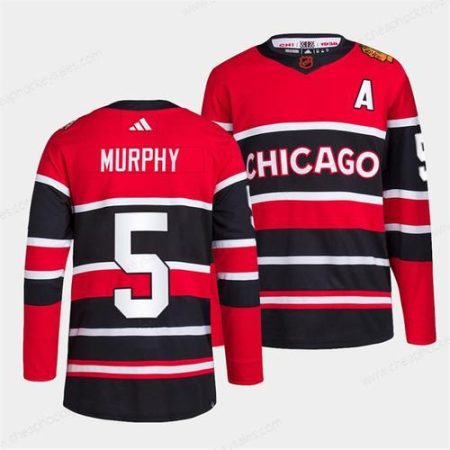 Men’s Chicago Blackhawks #5 Connor Murphy Red Black 2022 Reverse Retro Stitched Jersey